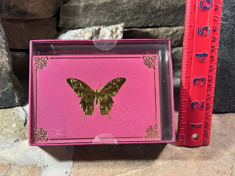 Gold Embossed Butterfly Cranberry Maroon Stationary Cards 12 Molly&Rex